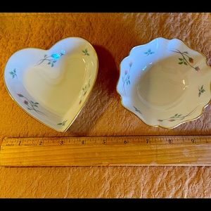 Lenox Rose pattern heart dish and small bowl